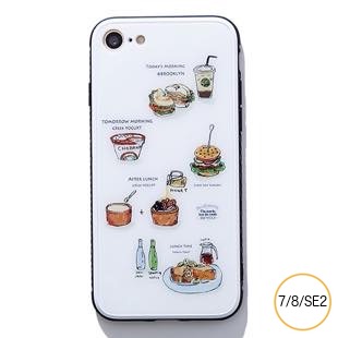 [ブルーホワイト]Local food ガラスケース for iPhone 8/7/SE2