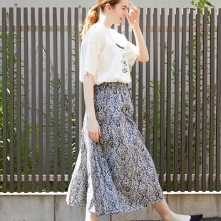 [ミディウミ]print gathered skirt(スカート)