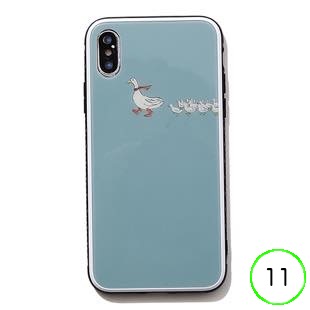 [ブルーホワイト]Duck ガラスケース for iPhone 11