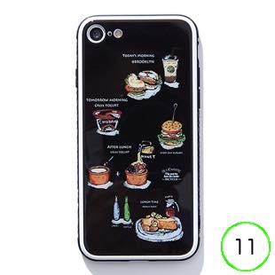 [ブルーホワイト]Local food Black ガラスケース for iPhone 11