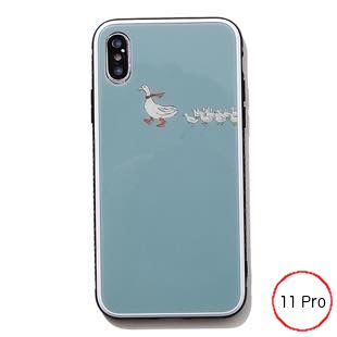 [ブルーホワイト]Duck ガラスケース for iPhone 11 Pro