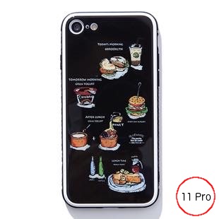 [ブルーホワイト]Local food Black ガラスケース for iPhone 11 Pro