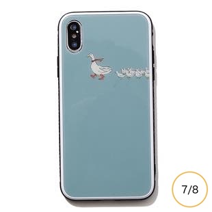 [ブルーホワイト]Duck ガラスケース for iPhone 8/7/SE2