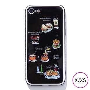 [ブルーホワイト]Local food Black ガラスケース for iPhone X/XS
