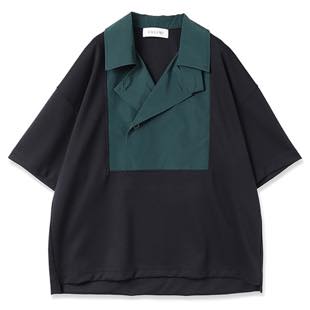 [クルニ]Trench Detail Shirt Blocking Tee(Tシャツ)