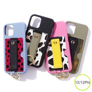 [アイフォリア ]Vegan Leather Case With Holding Strap + Pocket + Ring for iPhone 12/12Pro