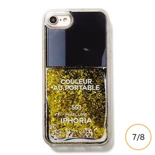 [アイフォリア]Nail Polish Black with Golden Glitter for iPhone 8/7