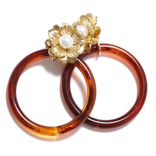 [リミュエ]flower ring (amber)イヤリング
