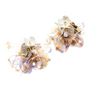 [サンシャインルーム]小花×ラベンダーミックス糸ピアス